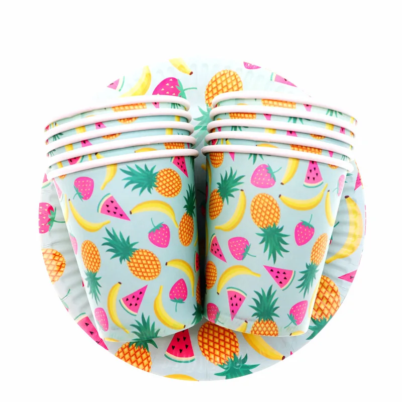 

tropical fruit pineapple paper plate disposable tableware cake barbecue plate birthday party wedding tray tray