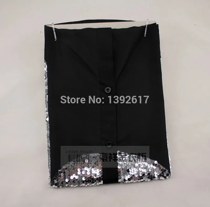 Men Sequins Black/Golden Tuxedo Shirt