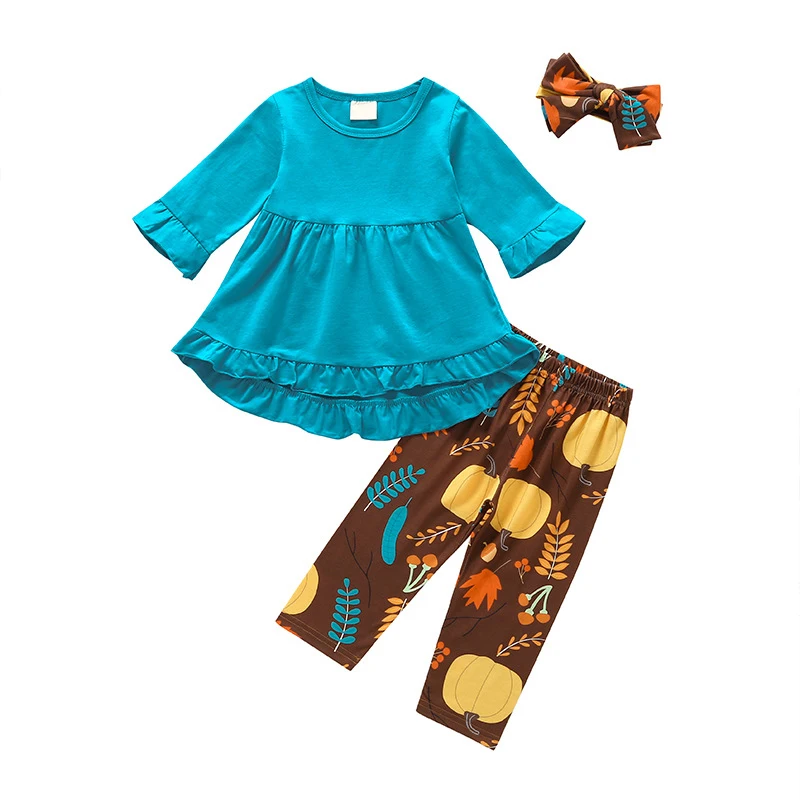 

New Trendy Toddler Kids Girls Clothes long sleeve pullover Tops Flower bandage Pants 2pc cotton Baby newborn outfits clothing