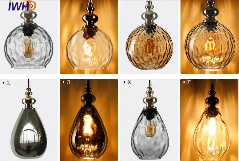 IWHD, скандинавский стеклянный шар, светодиодный подвесной светильник, светильники для столовой, гостиной, лампе, подвесной светильник, винтажная лампа, Lamparas Colgantes