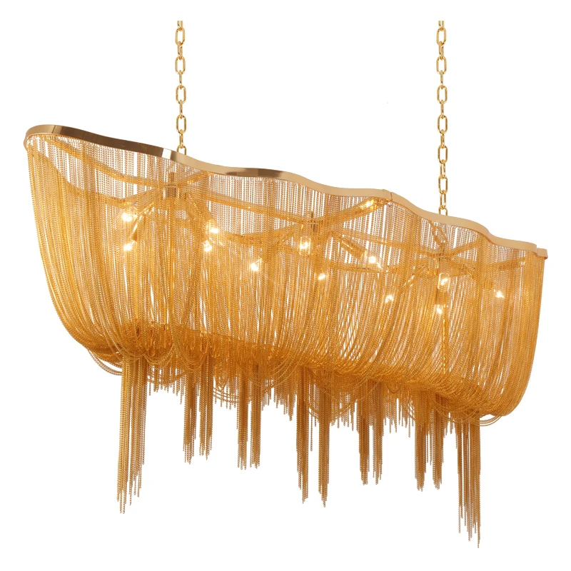 

Luxury boat Pendant Light post modern aluminum chain Art Lighting Fixture Home Decoration Dining room partment Villa Restaurant