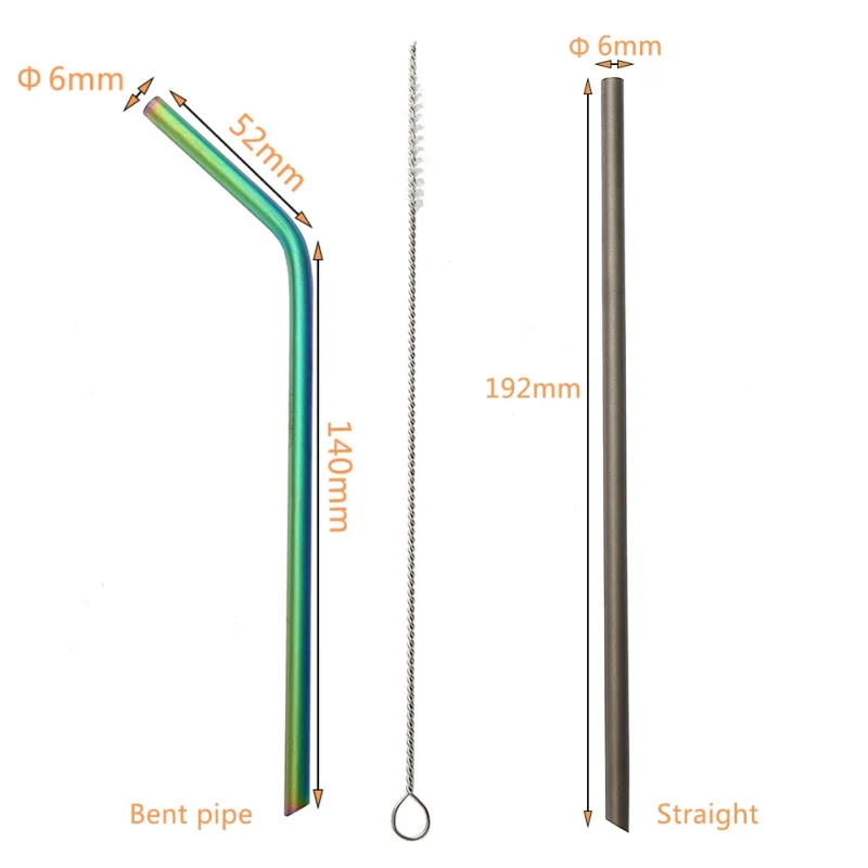 Титана соломинки с 1 чистящей щеткой титана соломинка с изгибом кухня Открытый Кемпинг питьевой соломинки