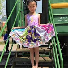 Новая модная детская одежда; платье с кружевом и рисунком Феи для девочек