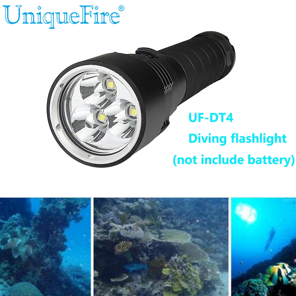 

UniqueFire Diving 18650 LED Flashlight Underwater Led Light DT4 3*XML2 Waterproof 18650 Flash Light Lamp Torch Free Shipping