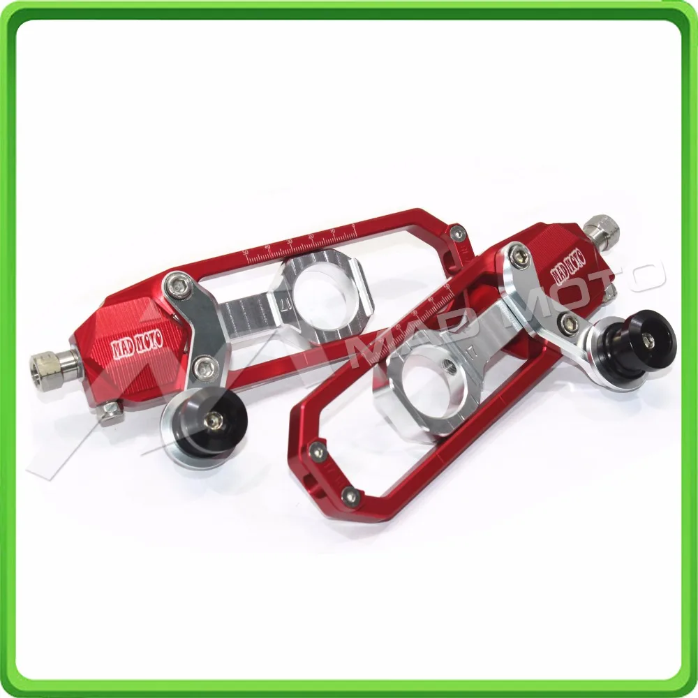 Motorcycle Chain Tensioner Adjuster with bobbin fit for BMW HP4 2012-2014,S1000R 2014-2017,S1000RR 2010-2017 Red & Silver (7)