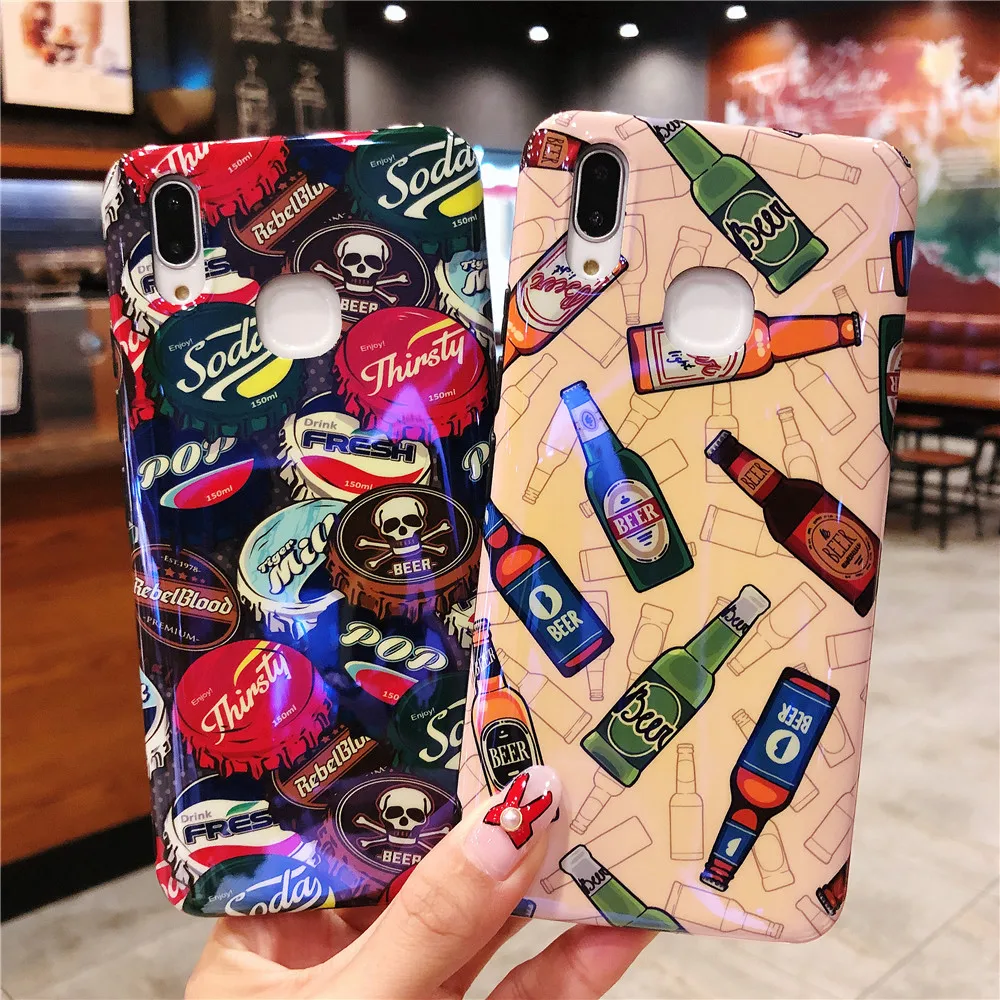 For NEX S A Case 3D Relief Street Trend Beer Drink Logo Pattern Phone Vivo X21 UD Y85 Blu-ray Soft IMD Couple Cover Hot |