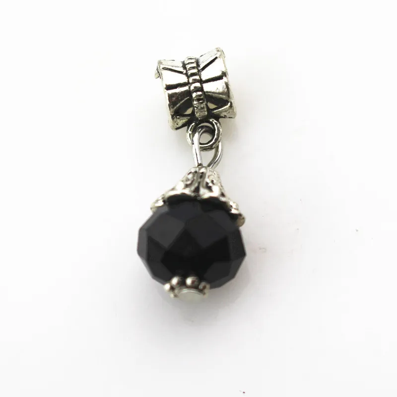 20pcslotblackcrystalstonecharmshangingcharmbigholependant