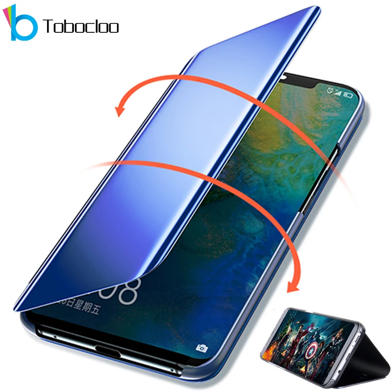 

View Mirror For Huawei P30 P20 P10 Plus P9 P8 Lite 2017 Mate 10 20 Pro P Smart 2019 Nova 3 3i 4 Smart Case Flip Cover Stand Case