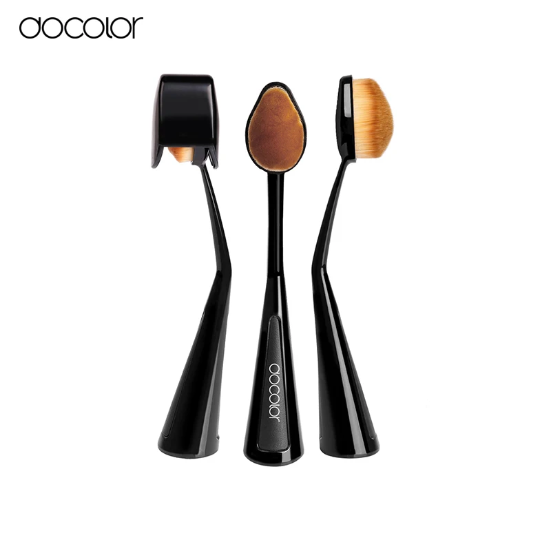 Docolor oval foundation brush with Lid 1pcs  Tooth Brush Shape Oval Makeup Brush  beauty essentials make up travel brush