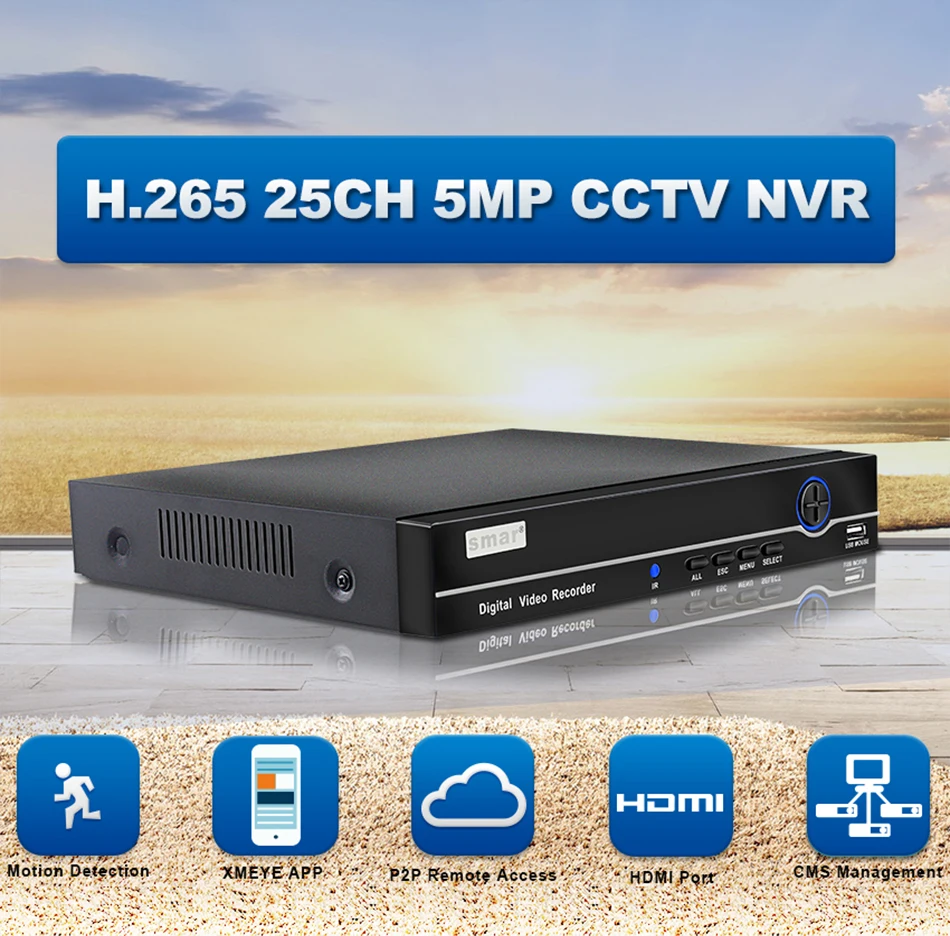 Smar 2HDD 25CH 5MP 32CH 1080 P 8CH 4 K CCTV H.264/H.265 NVR DVR сетевой видеорегистратор с протоколом ONVIF для ip-камеры 2 SATA XMEYE P2P