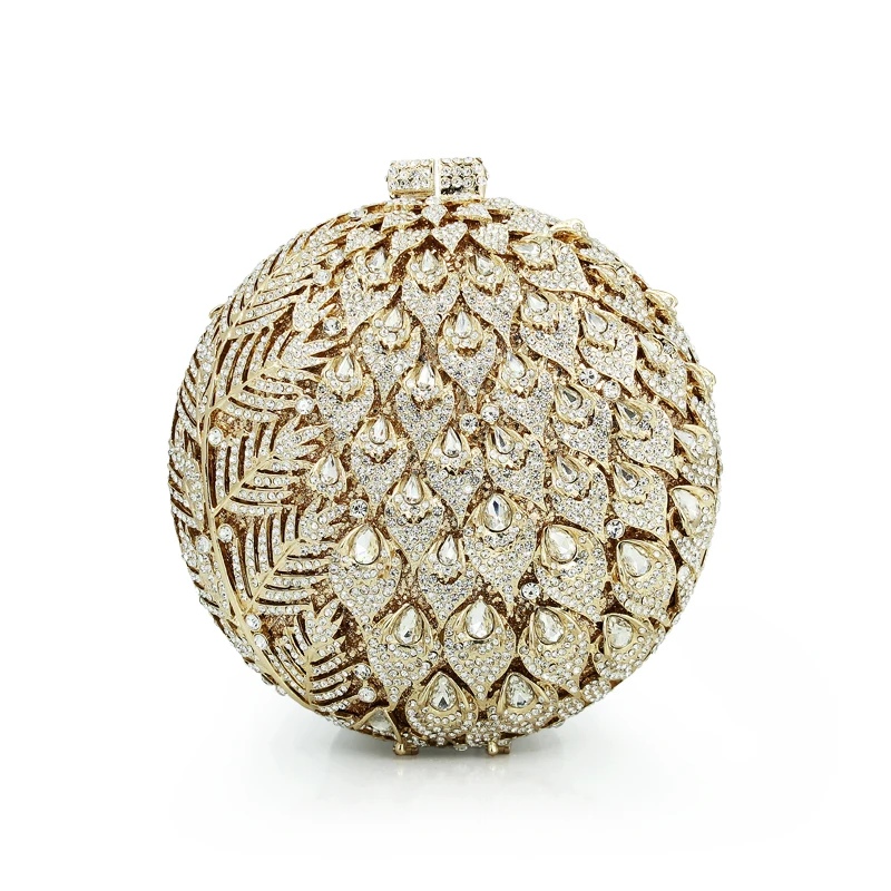 

fashion round shape gold metal box silver stone clutch bag luxury handbags women bags wholesale (8755A-GS)