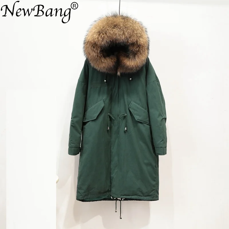 

NewBang Brand Real Fur Coat Women's Hooded Down Coat Female Long Down Coat Winter Loose Warm Duck Jackets Parka Women Overcoats