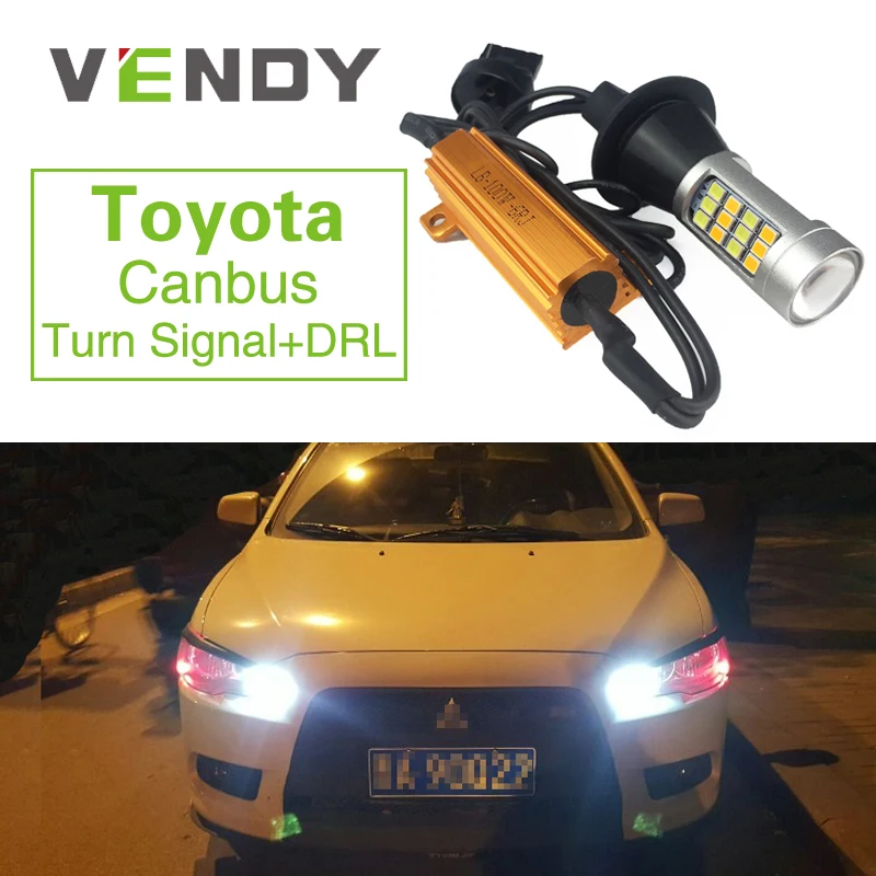 Светодиодные дневные ходовые огни + указатели поворота BAU15S PY21W WY21W 7440 для Toyota Corolla
