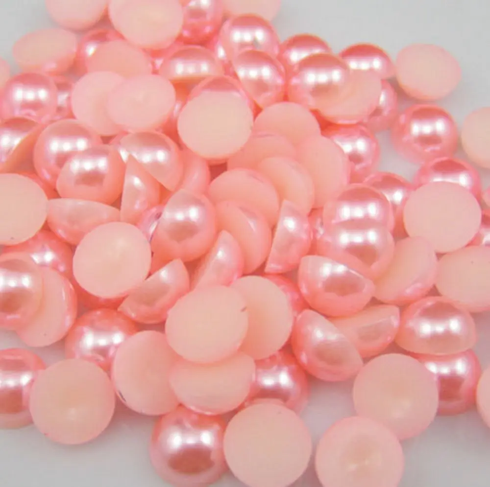 

Many Size Choosing Pink Color ABS Half Round Flatback Imitation Pearls Beads For DIY Decoration