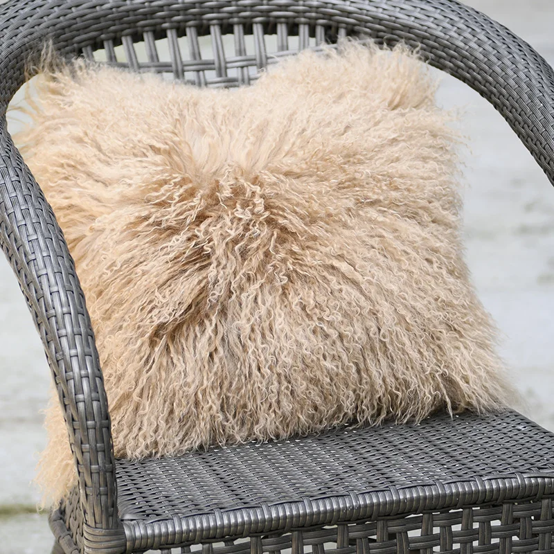 

Free Shipping CX-D-04U Custom Made Mongolia Lamb Fur Cushion Cover Cushions Home Decor