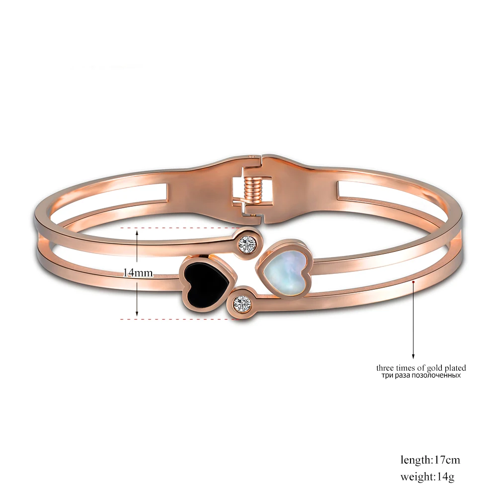 Lokaer Классическая титановая сталь розовое золото браслет и браслет качественный ювелирный двойной корпус сердце Lovey браслет украшение для влюбленных B17002