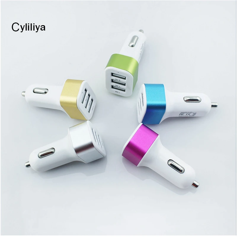 

1PC Universal car charger 3Port usb car charger 5v 12aAdapter charger for phone in car cargador usb coche car adapter usb