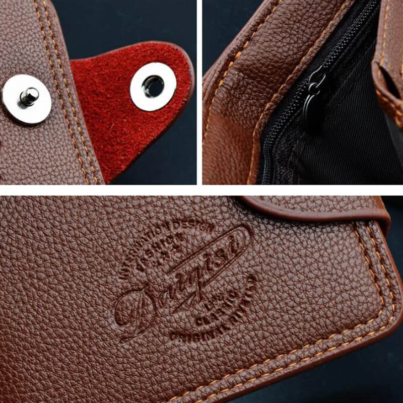  2019 Leather Men Wallets Zipper Pocket Vintage Hasp Short Men Purse Money Bag Wallet Men Credit Car - 32991111734