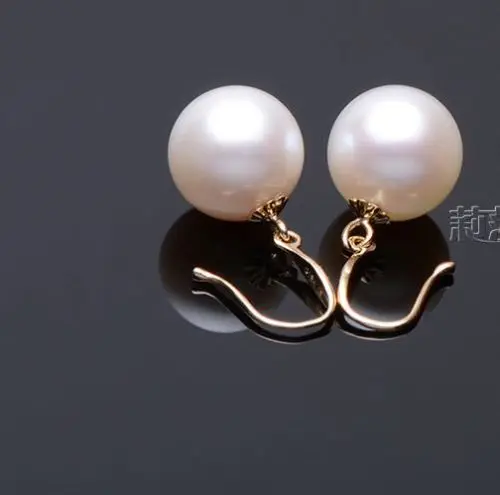 

Free Shipping >>>> charming 10mm natural south sea white pearl earring 14k
