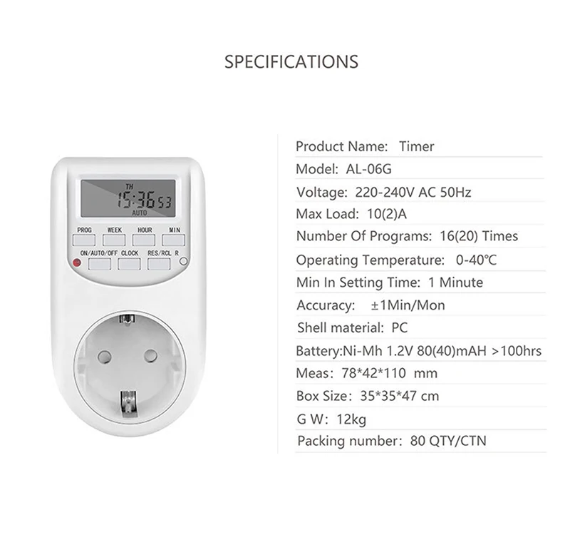 Timer Socket Smart Power Socket EU Plug Programmable Electronic Digital Timer Switch Energy Saving 220-240V 10A Automatic switch (2)