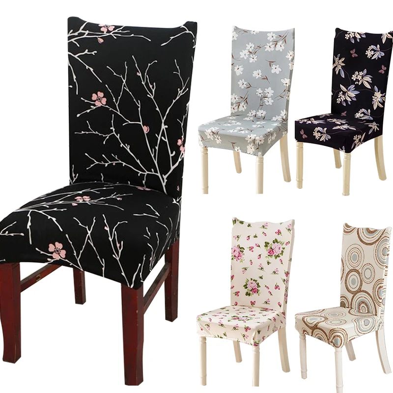 

Spandex Elastic Flower Printing Chair Covers Four Seasons Home Chair Cover Anti-dirty Dining Chair Cover Case for Banquet Party