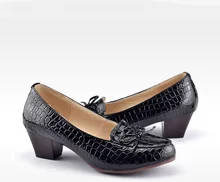 Genuine Leather Cozy Shoes female Skid Thick with Female Shoes In with Tooling Commuter Occupation woman Work shoes black