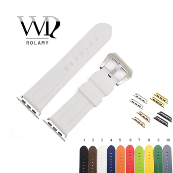 

Rolamy Fashion 38 40 42 44mm Pure White Red Silicone Rubber Replacement Wrist Watchband Strap Loops For Iwatch Series 4/3/2/1
