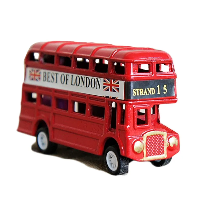 

Vintage British Europe Bus Model Miniature Red Green Pencil Sharpener London Metal Retro Home Decoration Antique Children Toy