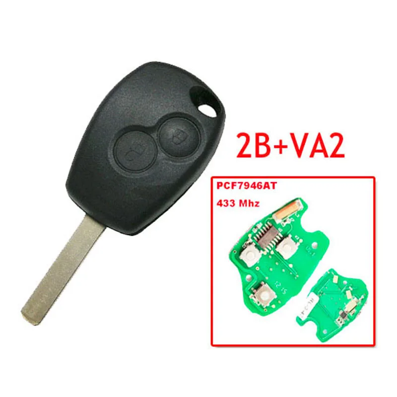 2 кнопочный дистанционный ключ для Renault Kangoo Megane Laguna PCF7946 / PCF7947 Chip 433MHZ VA6 Blade|key for|key for