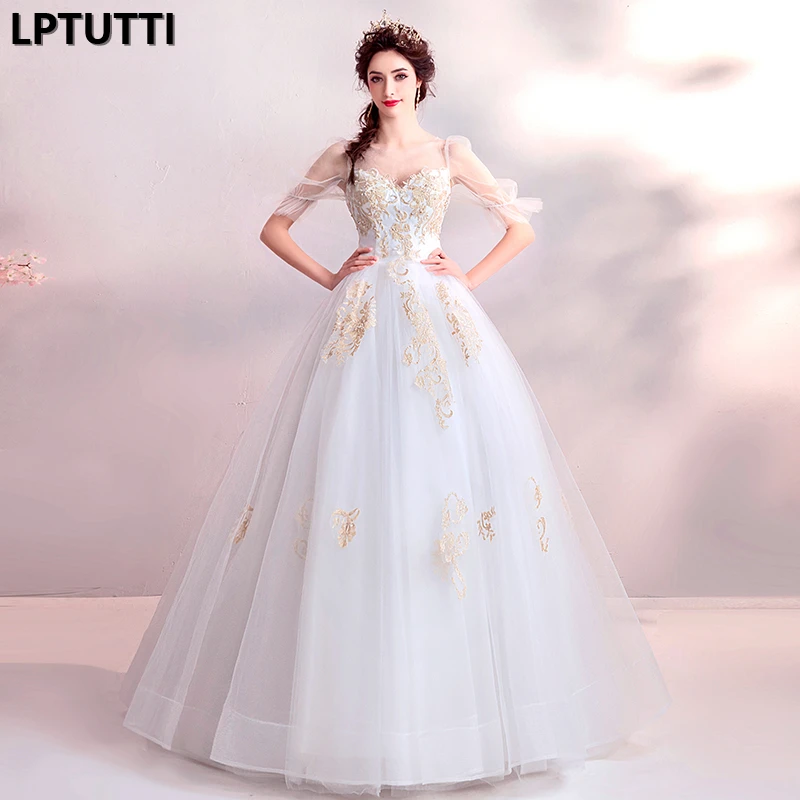 

LPTUTTI Beading Embroidery New Vintage Princess Bridal Marriage Gown Bride Simple Party Events Long Luxury Wedding Dresses