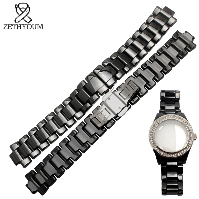 Ceramic watch strap bracelet 20mm black watchband and watchcase watch