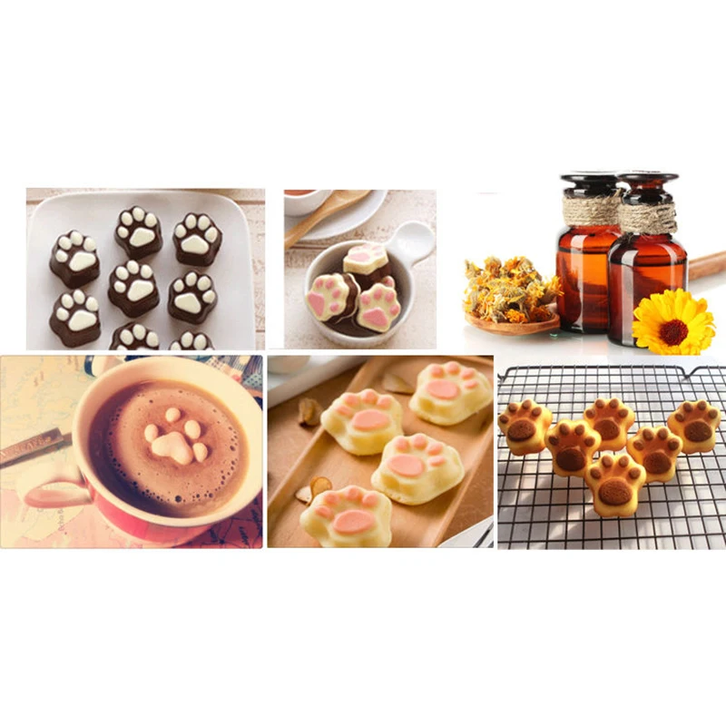 Dog Cat Paw Mould Silicone Pet Treat Cookie Molds Chocolate Jelly Candy Mold for Cake Decorating Baking