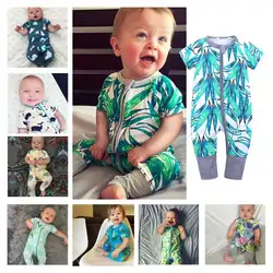 Для маленьких мальчиков хлопковые Ползунки для новорожденных Palysuit Одежда для малышей 2019 новые летние детские Повседневные принты