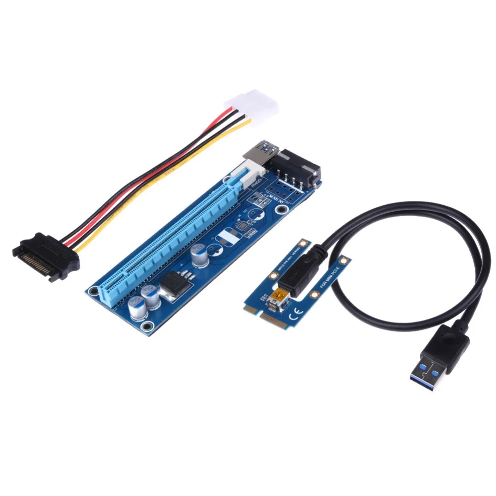 Новейшая Мини pci e Экспресс карта Райзер PCIE 16X слот для карты USB 3.0 4pin адаптер molex