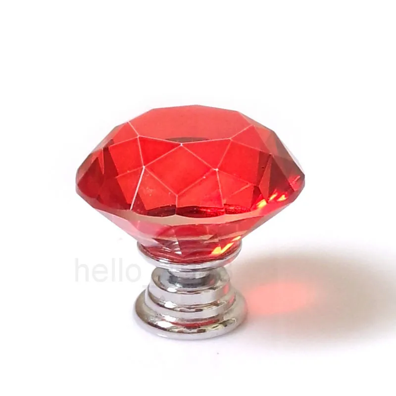 10pcs Red 30mm Crystal Cabinet Knobs Drawer Knob Cupboard Knobs