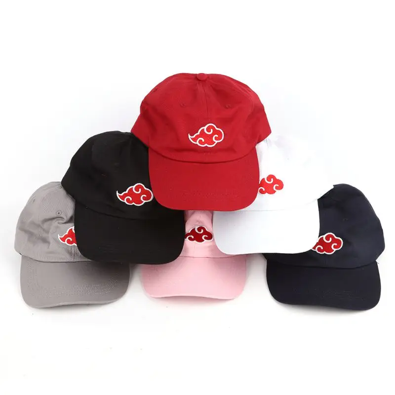 

Women Man Cotton Japanese Akatsuki Logo Anime Naruto Dad Hat Uchiha Family Logo Embroidery Running Caps Black Hats dropship