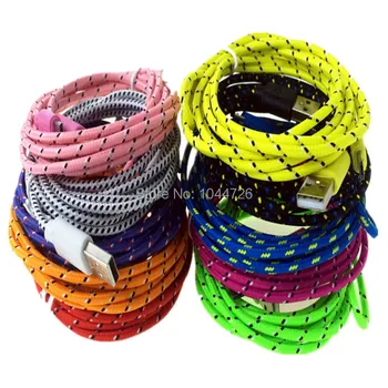 

100pcs/lot 3m 10FT 8pin colorful fabric cable Accessory Bundles for iphone 5 5s for iphone 6 6 plus
