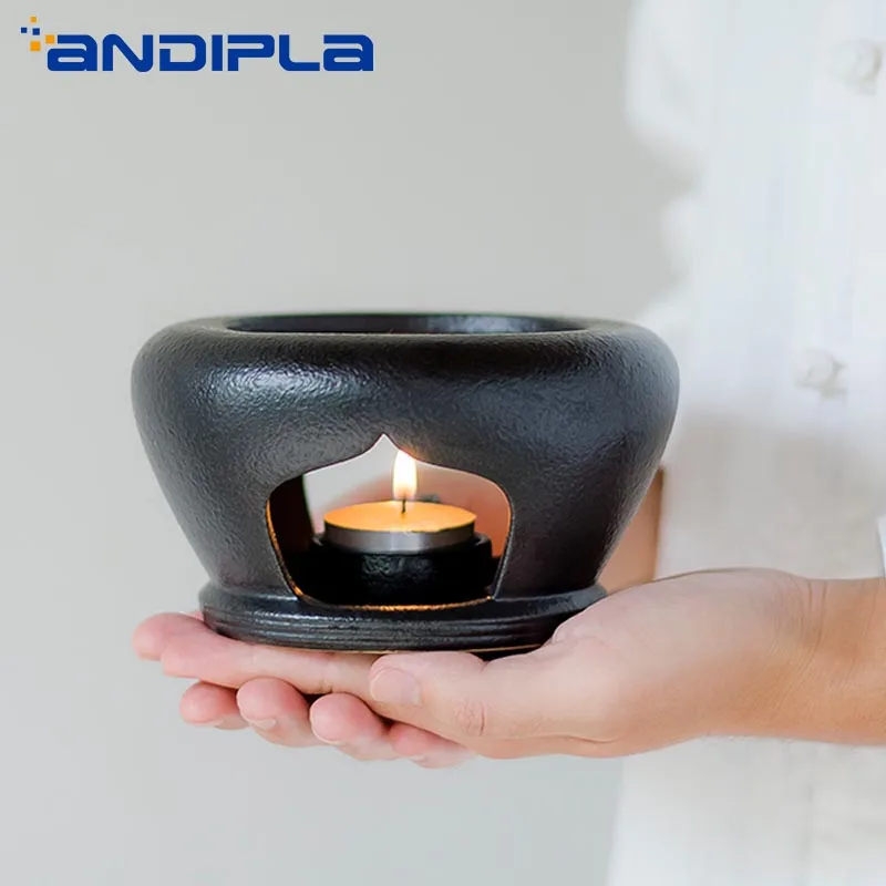 Japanese Black Zen Ceramic Warmer Tea Stove Teapot Trivets Candle