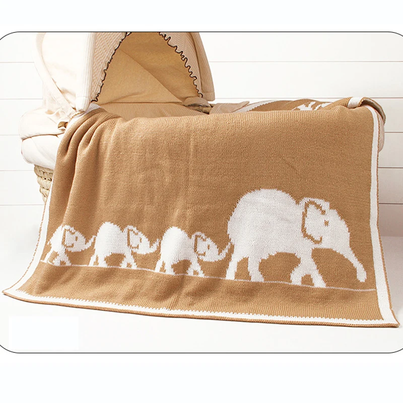 Пеленальное Одеяло для новорожденных мальчиков и девочек, детское одеяло-диван-кровать, мягкое одеяло с рисунком животных, слона, трикотажное одеяло для малышей