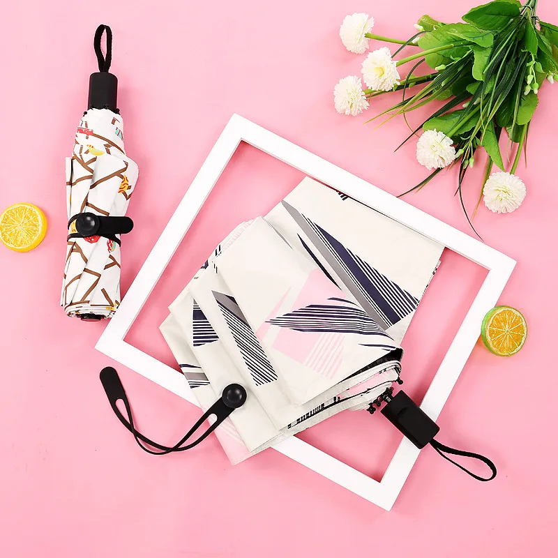 

Geometry Patterns 3 Folding Umbrella Women Portable Umbrella Girls Anti-UV Windproof Sunny Umbrellas for Rain 10K Parasol