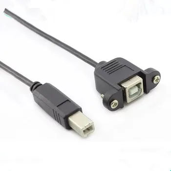 

USB Type B Printer Port Data Extension Cable Male to Female Panel Mount with Screws Wire 1.5M Black