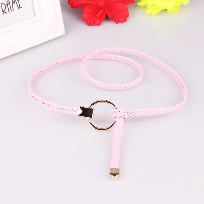 style 2 pink Тонкие ремни из искусственной кожи для женщин, яркие цвета, Женские поясные ремни, женское платье, ремень, пояс, femme cinturones para mujer - Цвет: style 2 pink