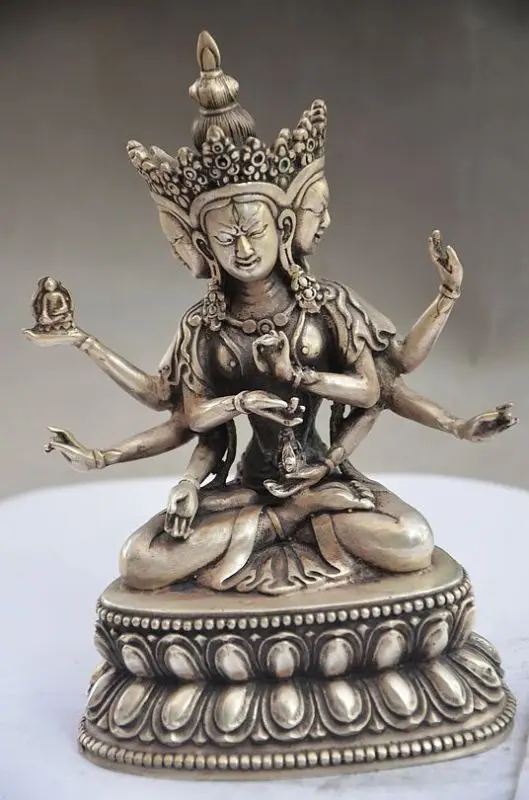 

COLLECTIBLE CHINESE MIAO SILVER HANDMADE TIBETAN BUDDHISM STATUE