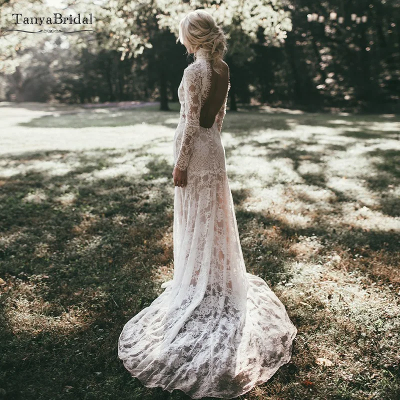 Best Sale Fashion Outside Wedding Dresses High Neck Extended