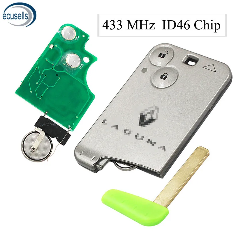 

2 Button Smart Card Remote Key Fob For Renault Laguna Espace Vel Satis 2001-2007 433MHz ID46 Chip PCF7947