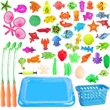 With Inflatable pool Magnetic Fishing Toy Rod Net Set For Kids Child Model Play Fishing Games Outdoor Toys