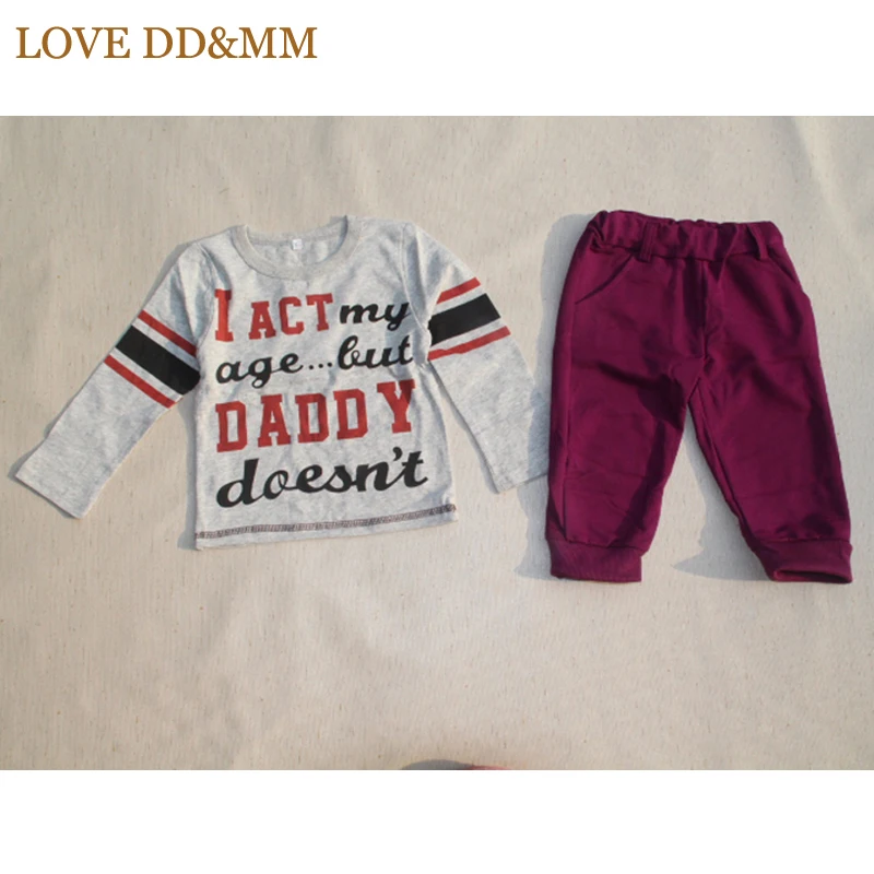 Лидер продаж; Новая одежда для малышей; хлопковые костюмы с буквами; Детские футболки с длинными рукавами и штаны - Цвет: Красный