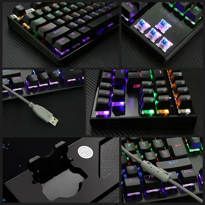 K28 игровая механическая клавиатура с подсветкой цветная светодиодная USB