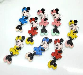 

50pcs 13x38mm Mixed Colorful 2 Holes Cute Bow Tie Mouse Wooden Buttons For Clothes Crafts Sewing Scrapbooking DIY Accessories