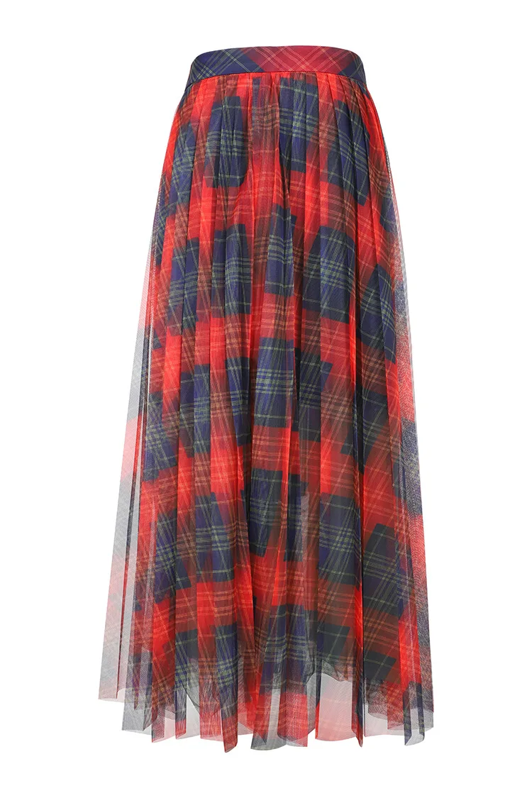New 2019 spring sumemr plaid mesh skirts Fashion women